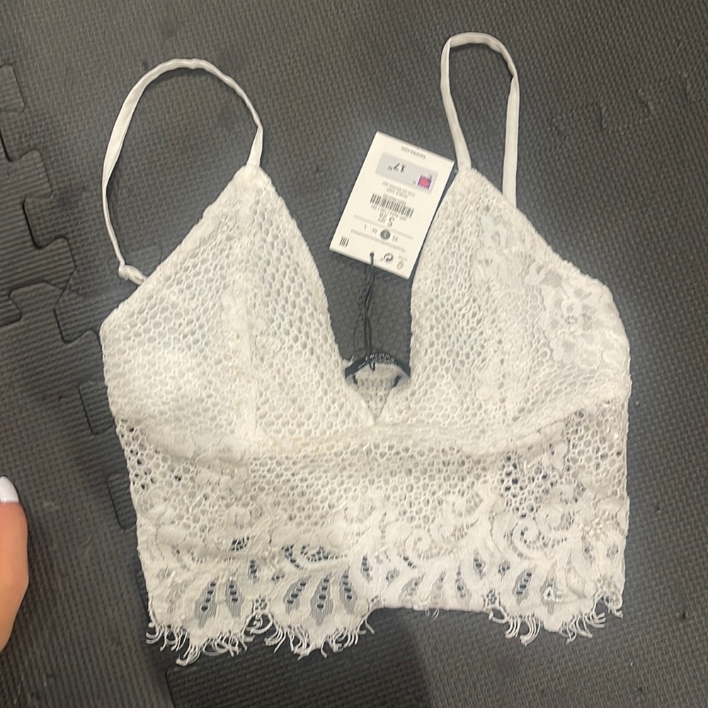 Bershka white lace top